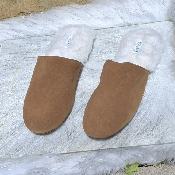 Haven Well Within Leather Brown Slippers Faux-Fur Lining Slides Women Size 9 - Picture 4 of 16